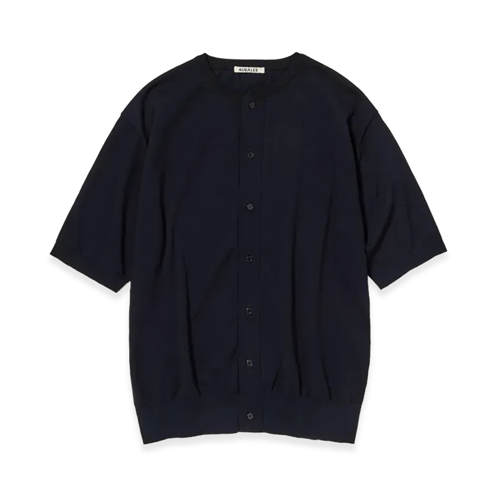 AURALEE Giza High Gauge Knit Half Sleeved Cardigan "Dark Navy"