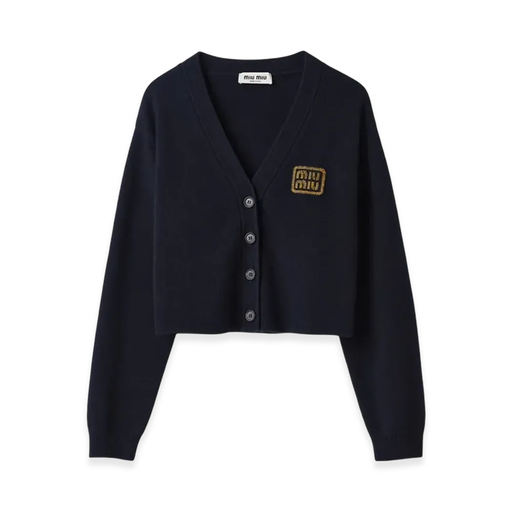 MIU MIU Women's Cashmere Knit Cardigan "Navy"
