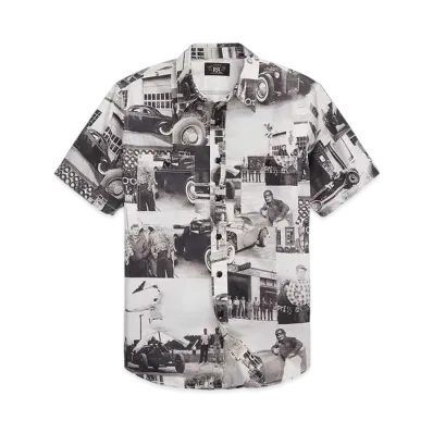 RRL Ralph Lauren Photo Print Twill Work Shirt "Black"
