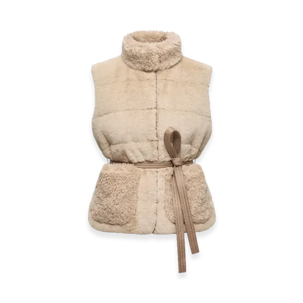 MONCLER Joui Teddy Down Gilet "Light Beige"