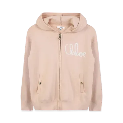 Chloe Kids Wool Hoodie With Logo "Pink"