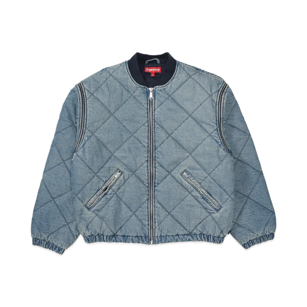 Supreme Zip-Off Sleeve Quilted Bomber Jacket "Denim"