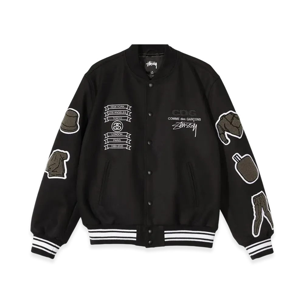 Stussy x CDG Varsity Jacket "Black"