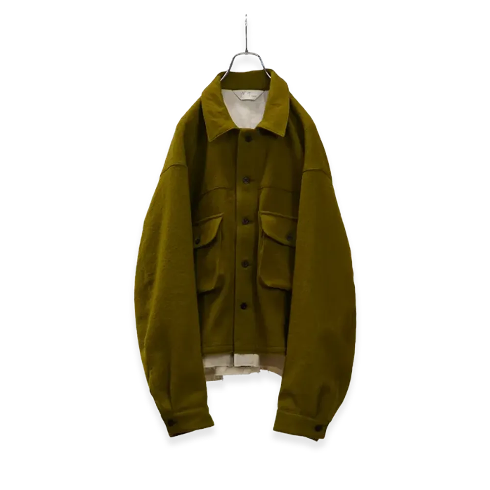 ANCELLM Shrink Wool Layering Jacket "Olive"