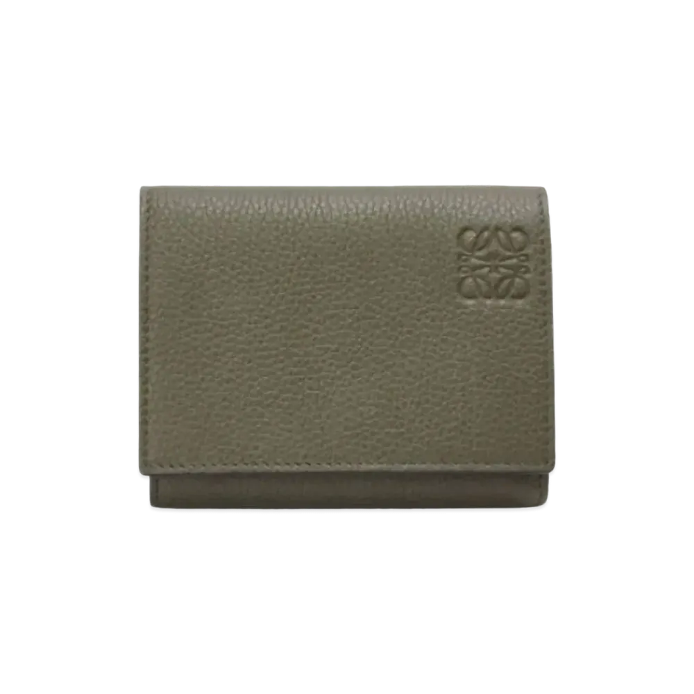 LOEWE Trifold Wallet Soft Grain Calf "Khaki Green"