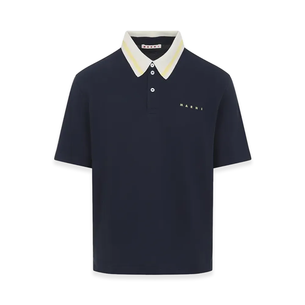 MARNI Pique Cotton Polo Shirt "Blue"