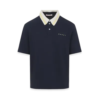 MARNI Pique Cotton Polo Shirt "Blue"