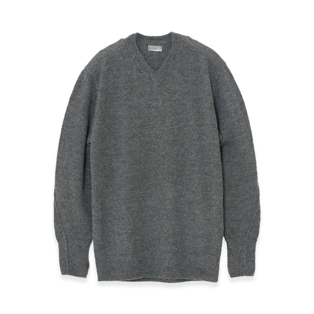 YOKE Baby Alpaca V-neck Sweater "Grey"