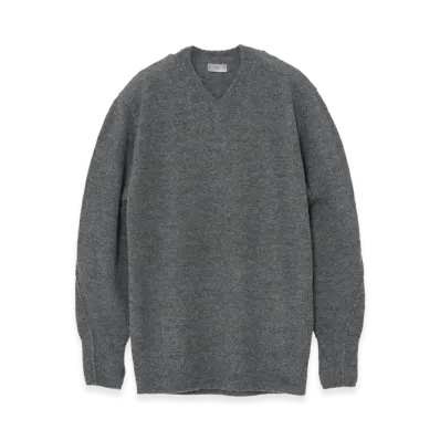 YOKE Baby Alpaca V-neck Sweater "Grey"