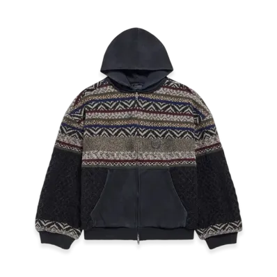 BALENCIAGA Patched Zip-Up Sweater "Faded Black"
