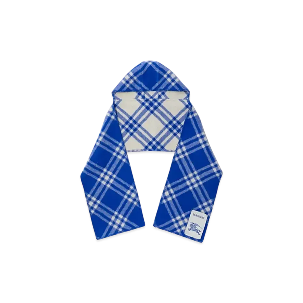 Burberry Check Wool Hooded Scarf "Night"
