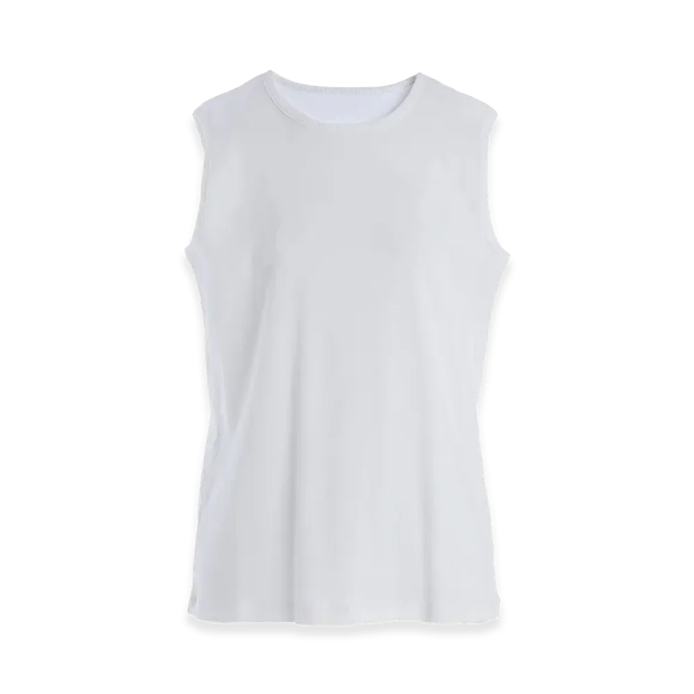 Y's Cotton Rib Oversized Sleeveless Tee "Off White"