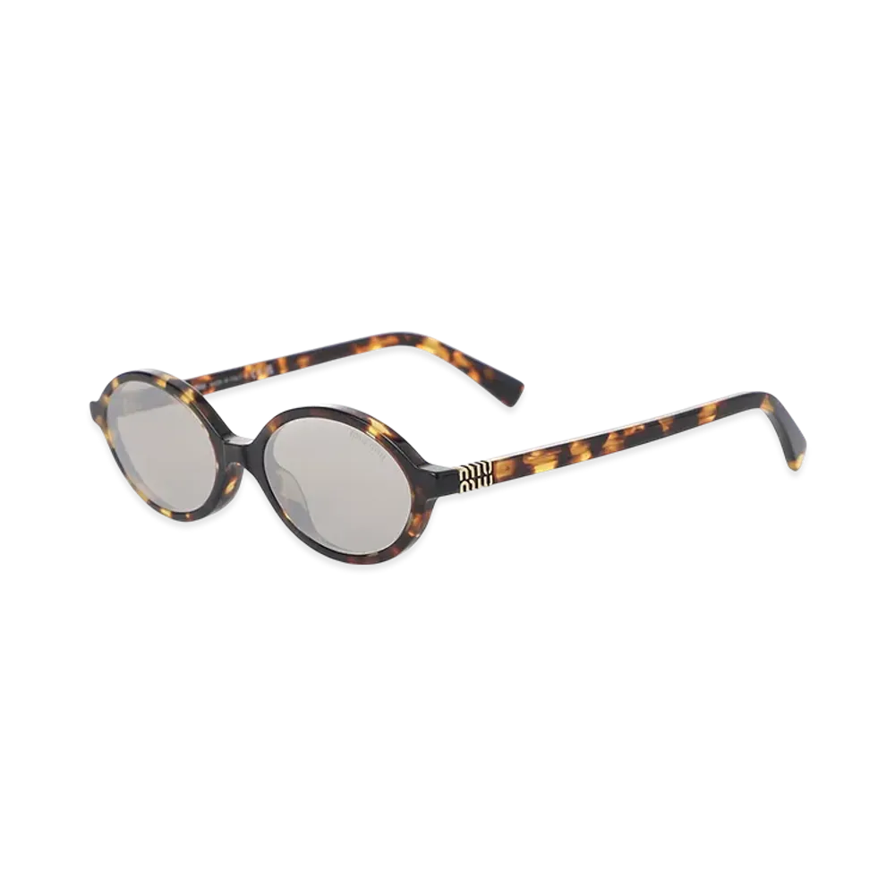 MIU MIU Miu Regard Oval Metal Logo "Honey Havana/Light Grey"