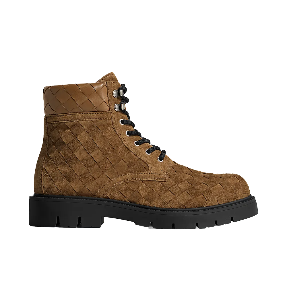 Bottega Veneta Haddock Lace Up Ankle Boots "Dark Caramel"