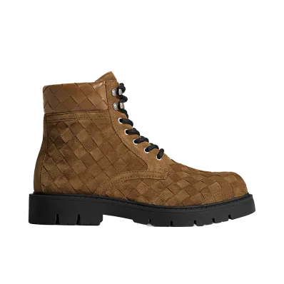Bottega Veneta Haddock Lace Up Ankle Boots "Dark Caramel"