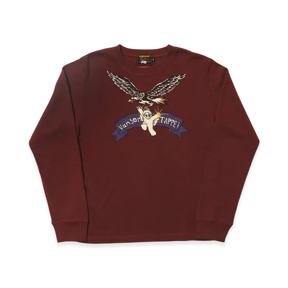 VANSON x TAPPEI x FUTURE ARCHIVE Thermal Long Sleeve T-Shirt "Burgundy"