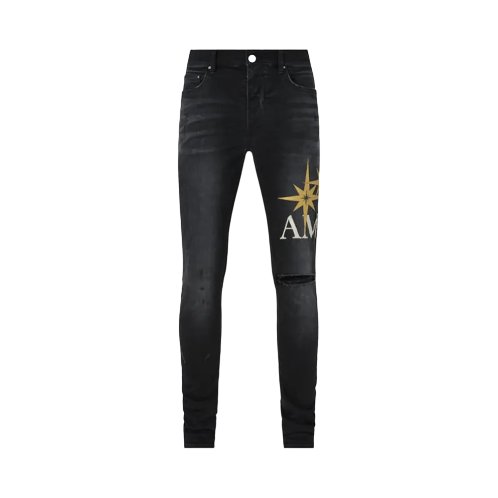AMIRI Starburst Applique Skinny Jean "Vintage Black"
