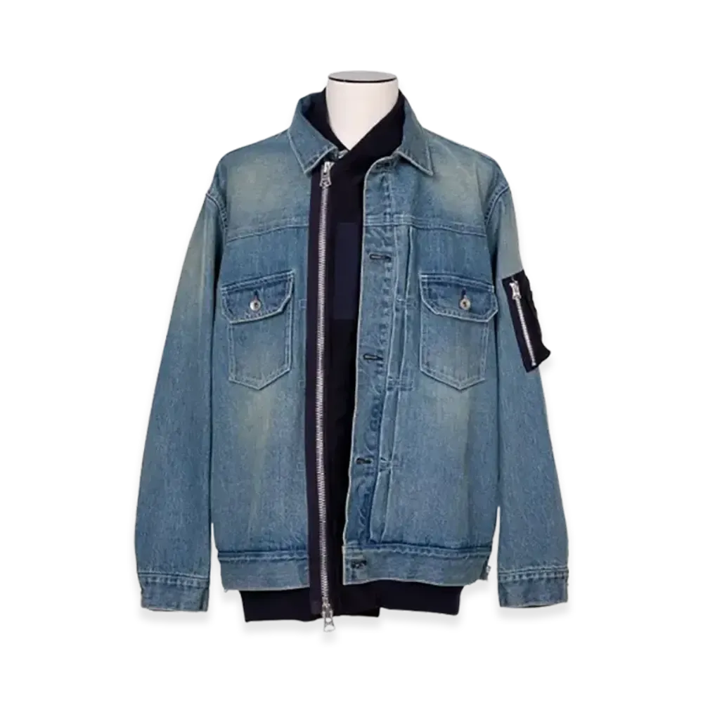 sacai Denim x Nylon Twill Jacket "Light Denim"