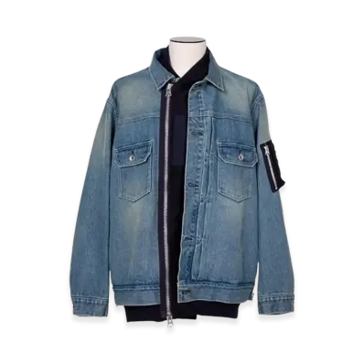 sacai Denim x Nylon Twill Jacket "Light Denim"