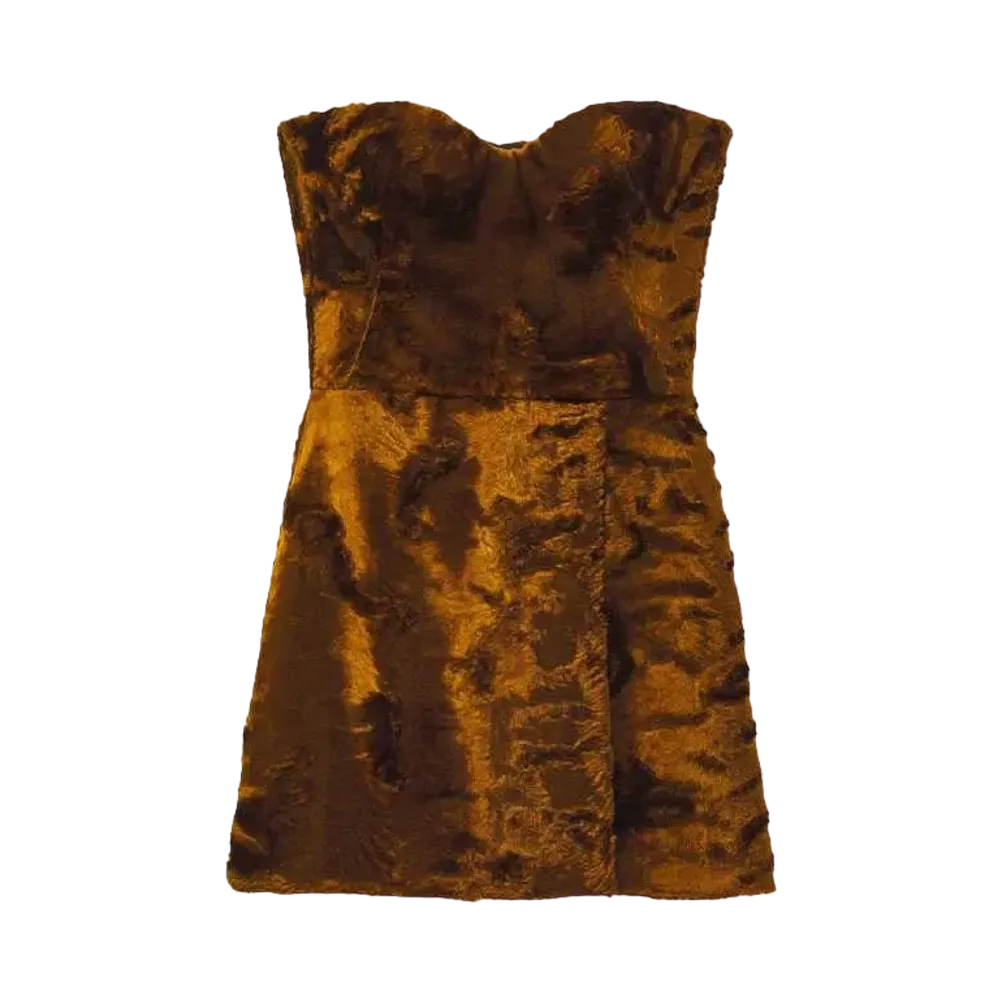Alexander McQUEEN Faux Fur Mini Dress "Tan"