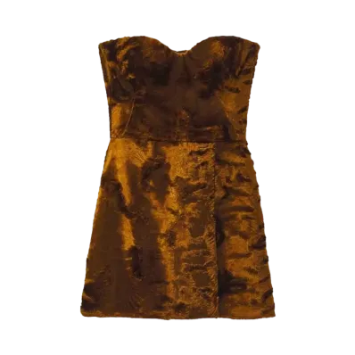 Alexander McQUEEN Faux Fur Mini Dress "Tan"