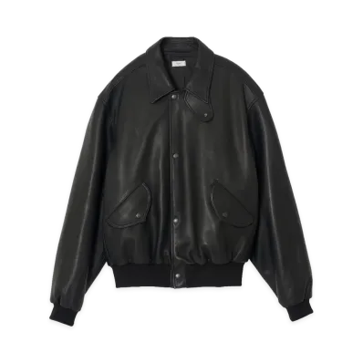 YOKE Lamb Leather Bomber Jacket "Black"