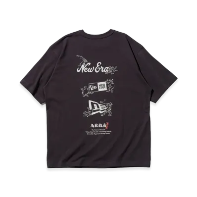 NEW ERA x Choju-giga Short Sleeve Washed Cotton T-Shirt "Charcoal Black"