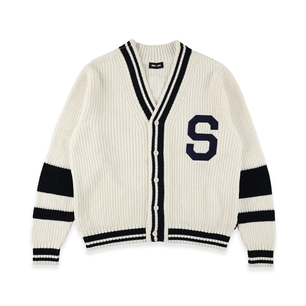 WIND AND SEA Patch Tilden Knit Cardigan "White"
