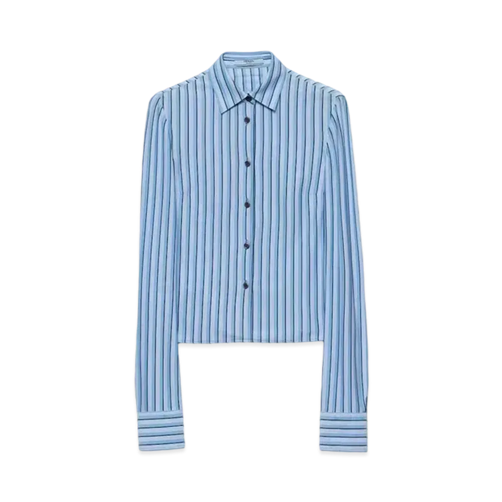 PRADA Women's Striped Pique Shirt "Light Blue"