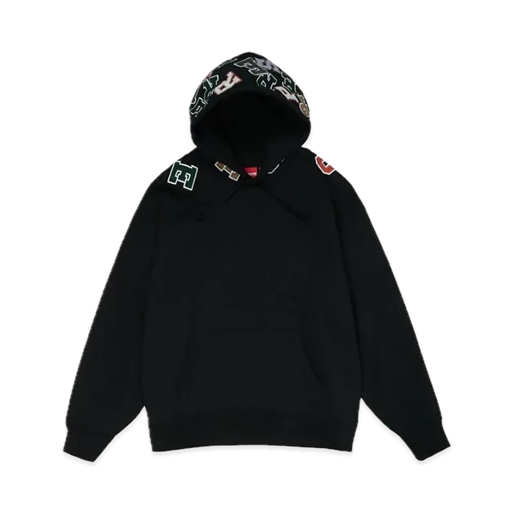 Supreme Scattered Applique Hooded Sweatshirt "Black"
