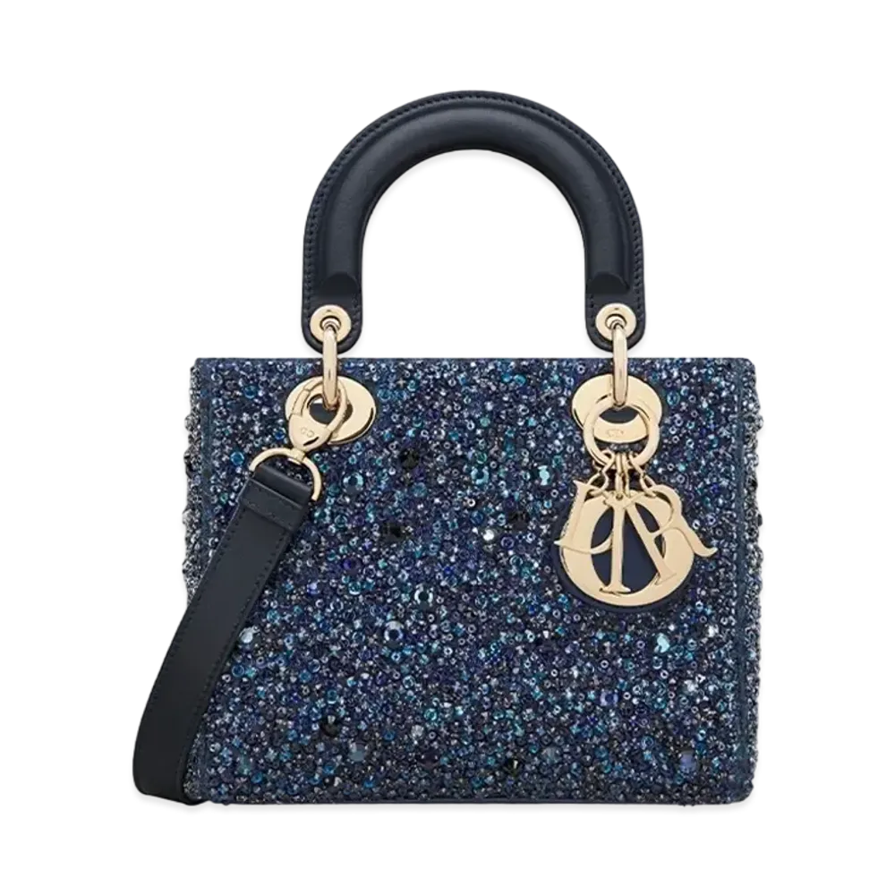 Dior Small Lady Bag Strass Satin "Blue"