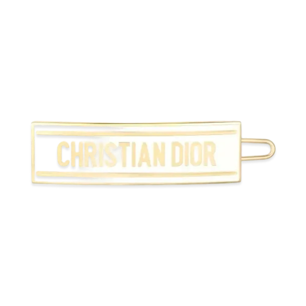 Dior DIOR-ID Barrette Logo Panel Metal & Lacquer "White"