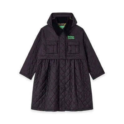 Barbour x GANNI Quilted Long Coat "Black"