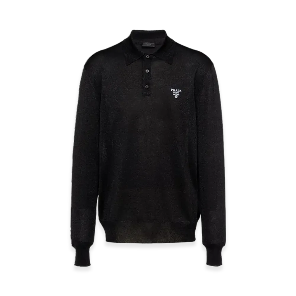 PRADA Silk Polo Shirt "Black"