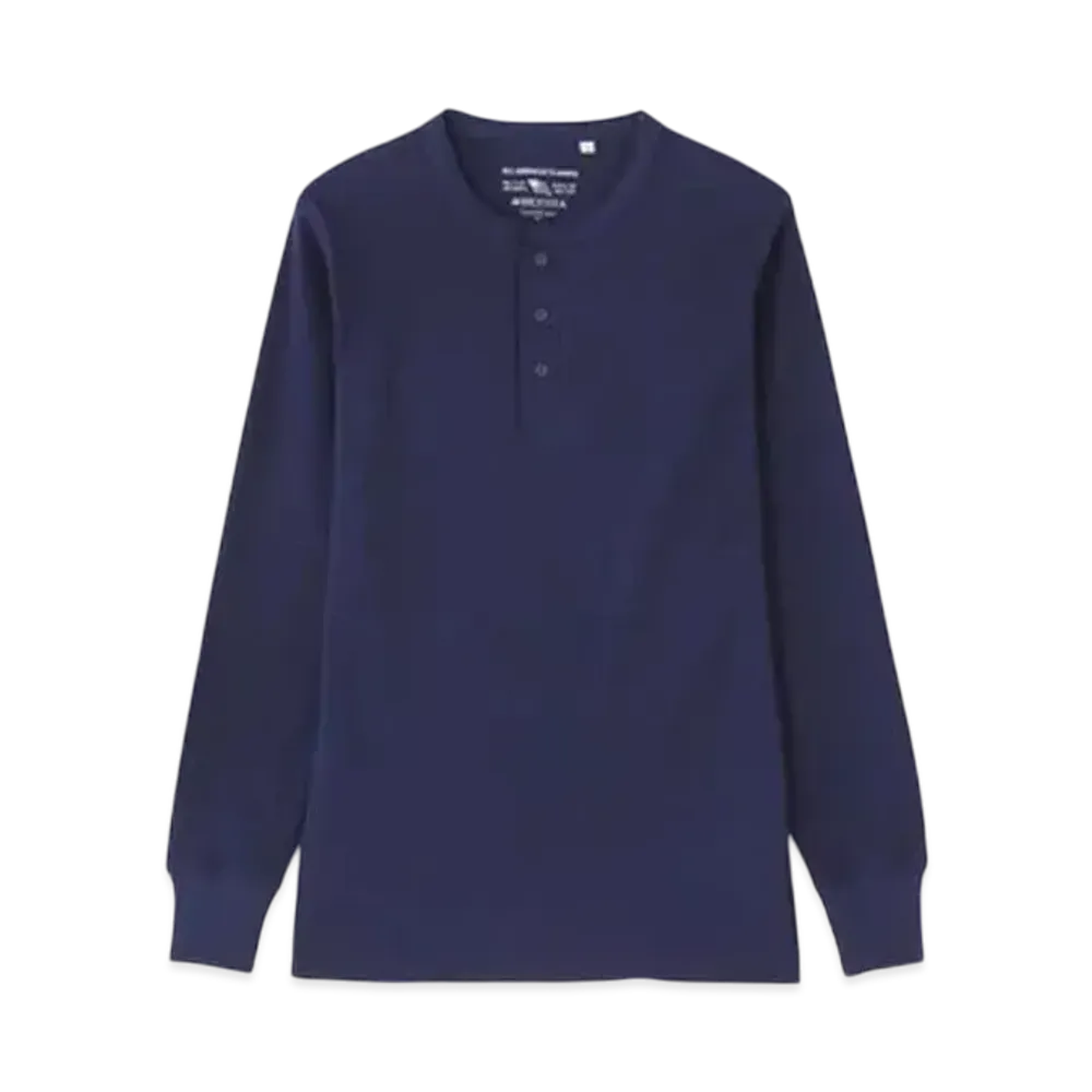 AVIREX Daily Wear Thermal L/S Henley Neck T-Shirt "Navy"