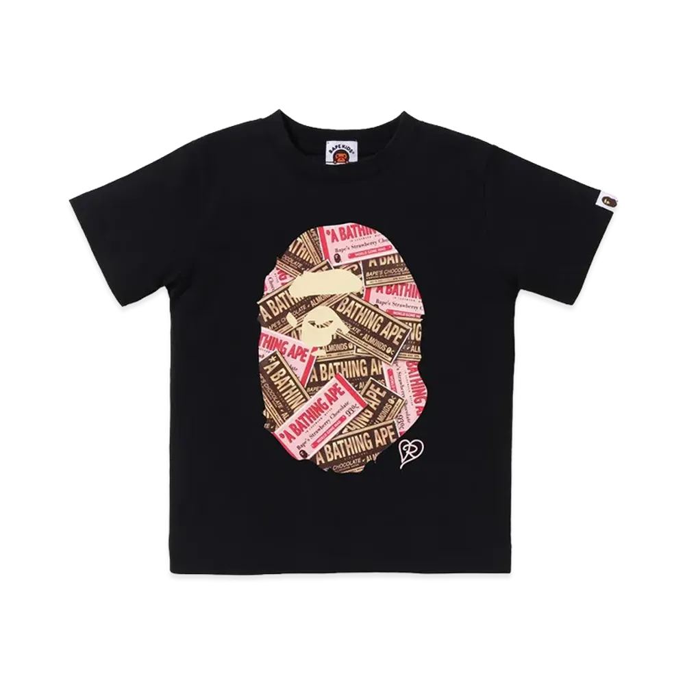 A BATHING APE Kids Chocolate Ape Head Tee "Black"