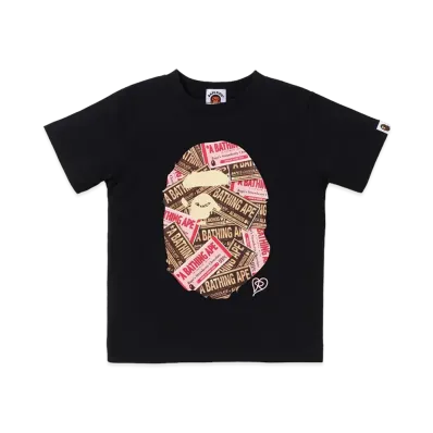 A BATHING APE Kids Chocolate Ape Head Tee "Black"