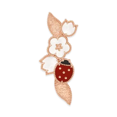 Van Cleef & Arpels Lucky Spring clip "18K Rose gold/Onyx/Carnelian/Mother-of-pearl"
