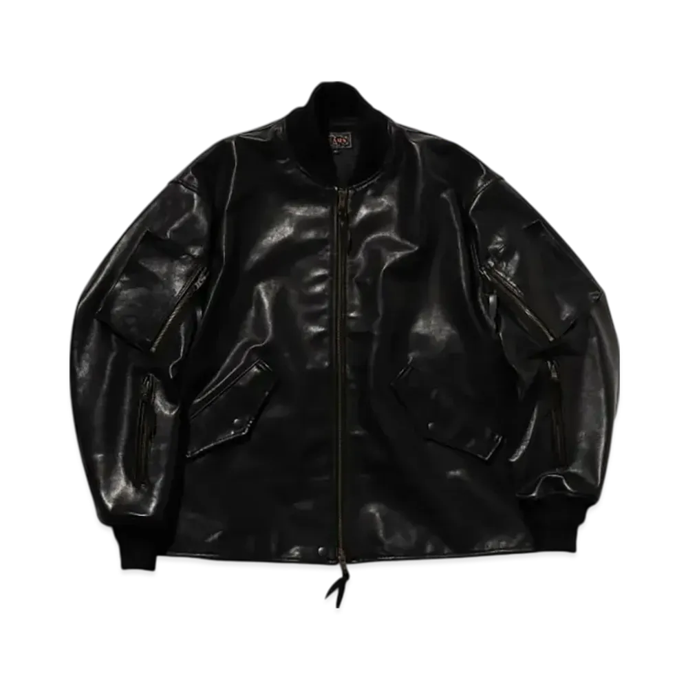 BEAMS MIL Flight Jacket Leather "Black"
