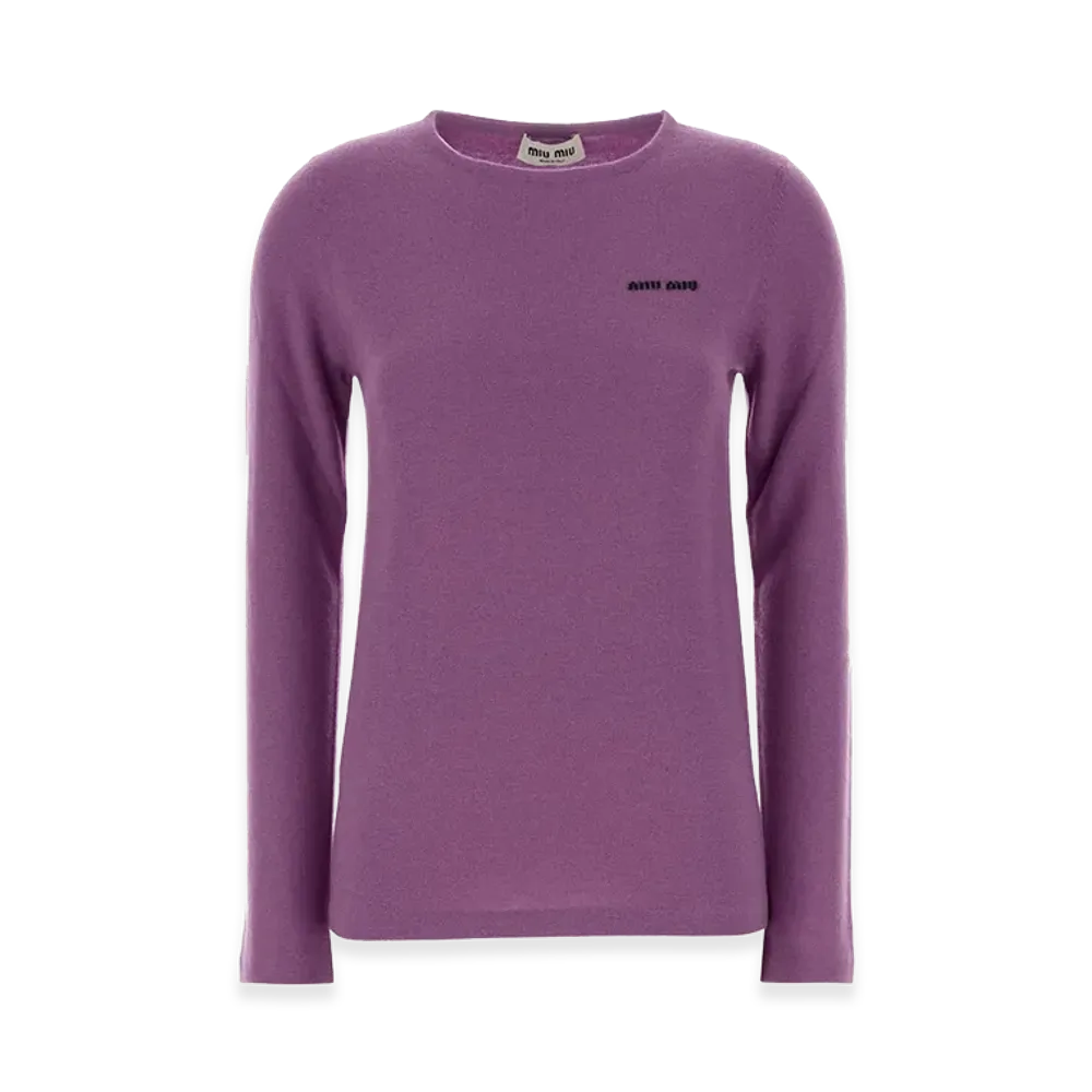 MIU MIU Women's Wool Blend Sweater "Purple"