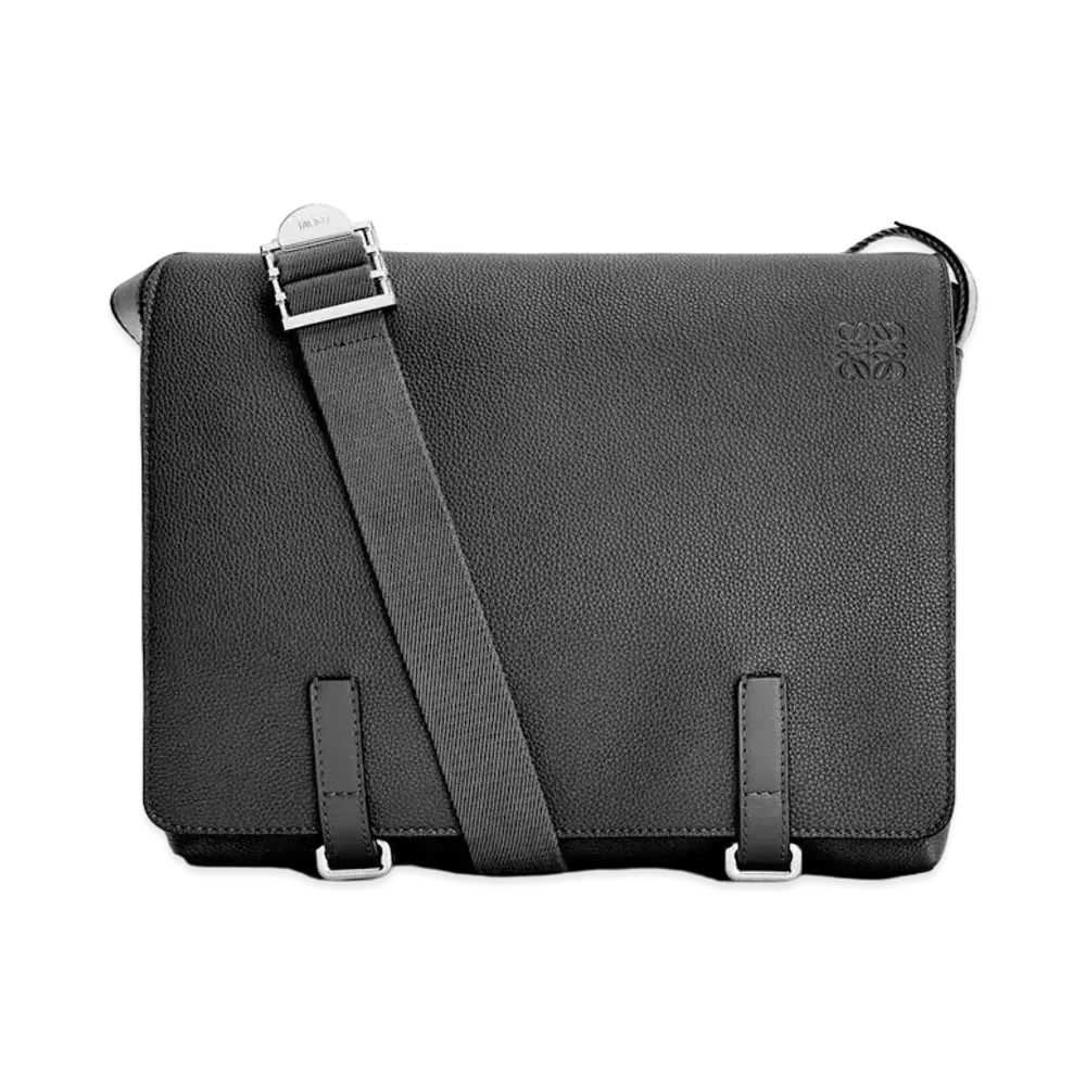 LOEWE Military Messenger Bag In Soft Grained Calfskin "Black"