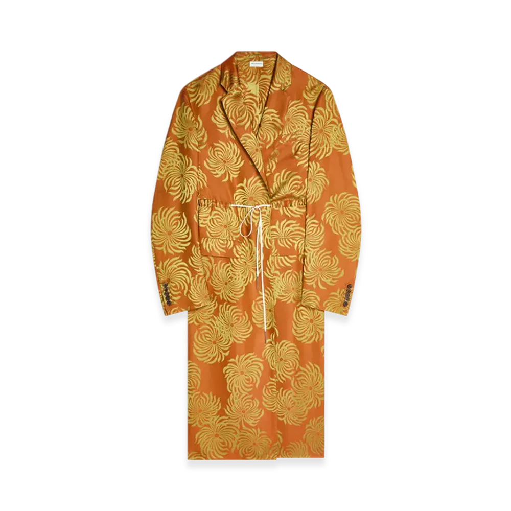 DRIES VAN NOTEN Women's Fluid Jacquard Coat "Orange"
