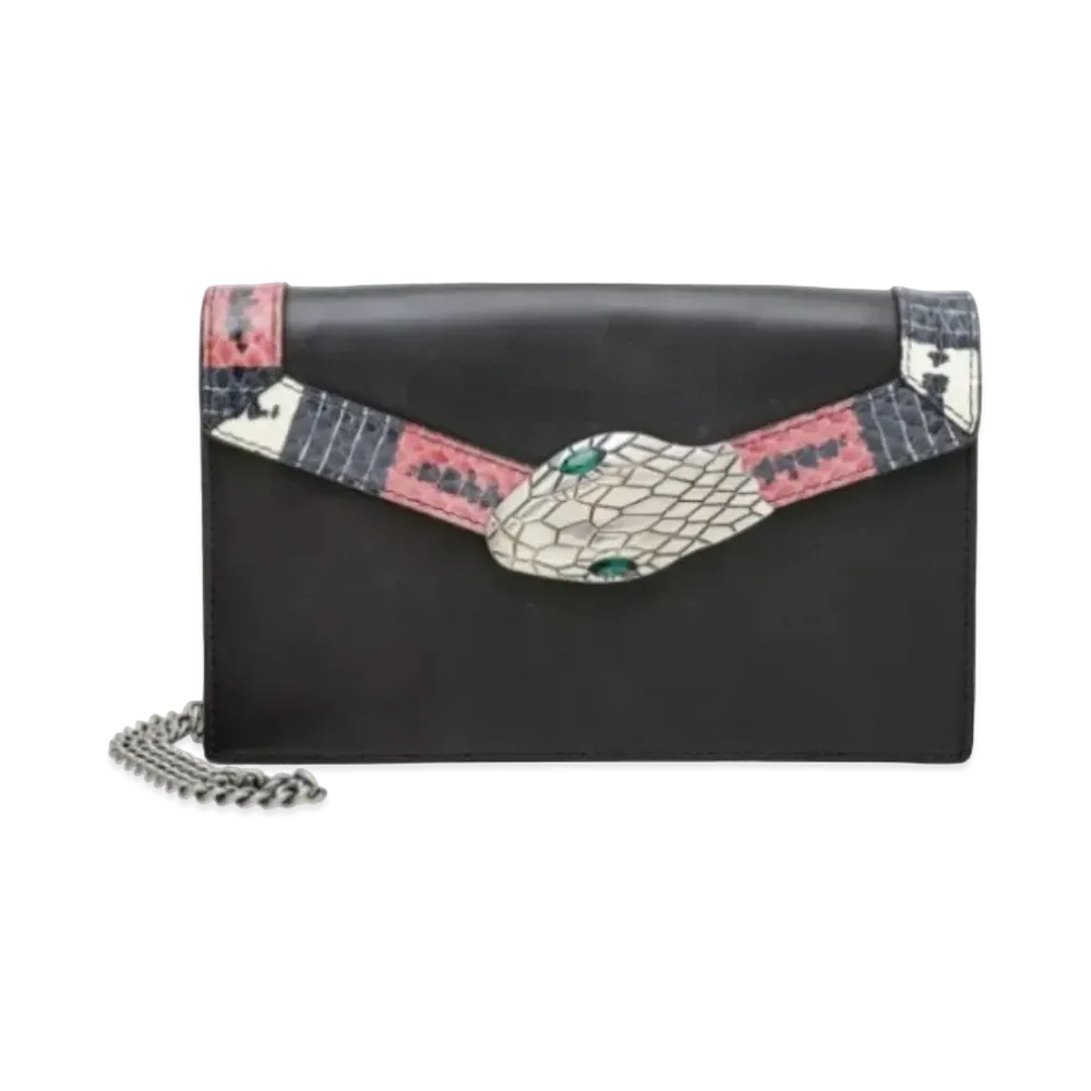 GUCCI Lilith Chain Shoulder Bag Coral Snake Leather "Black"