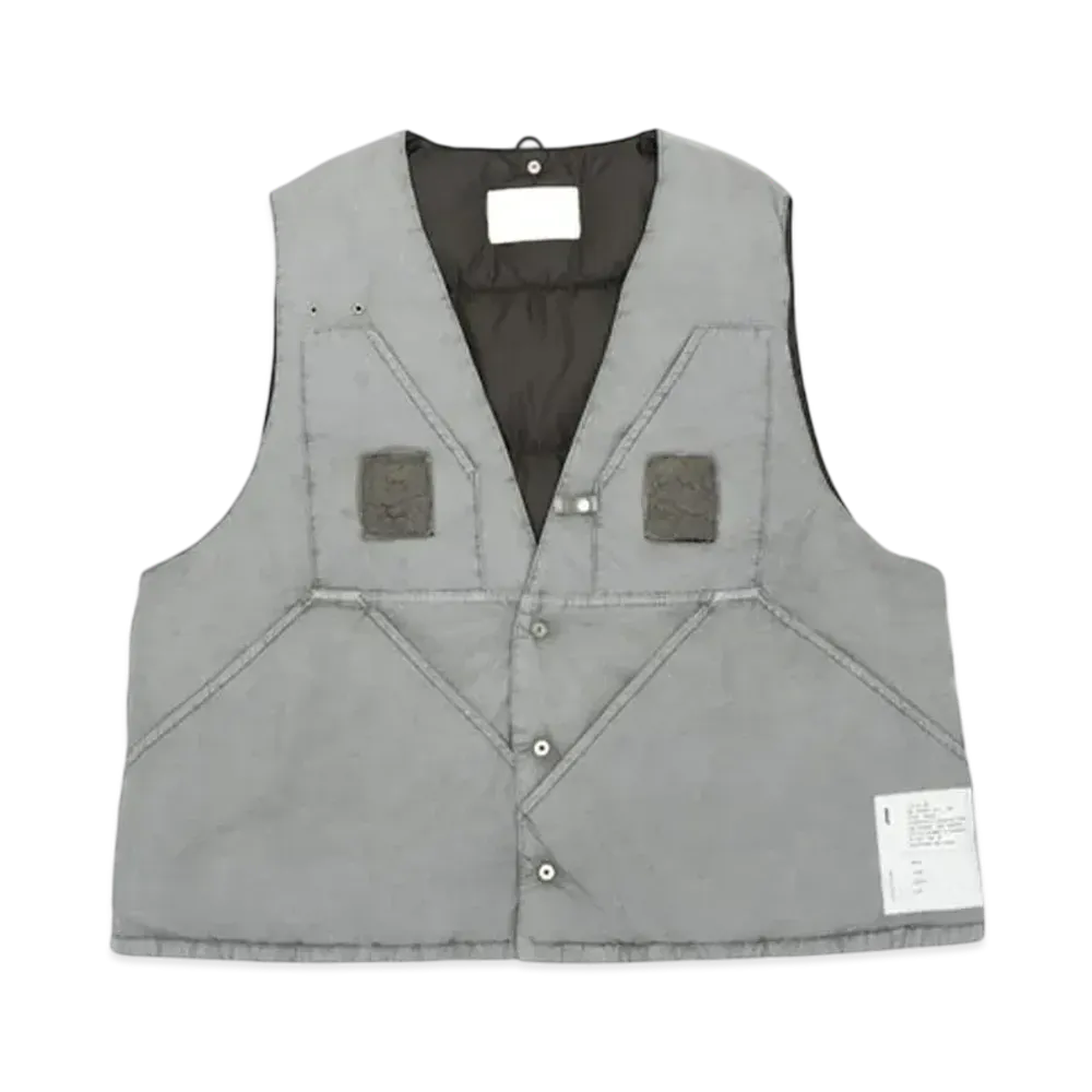 Graphpaper Hand-Dyed Fishing Down Vest "Grey"