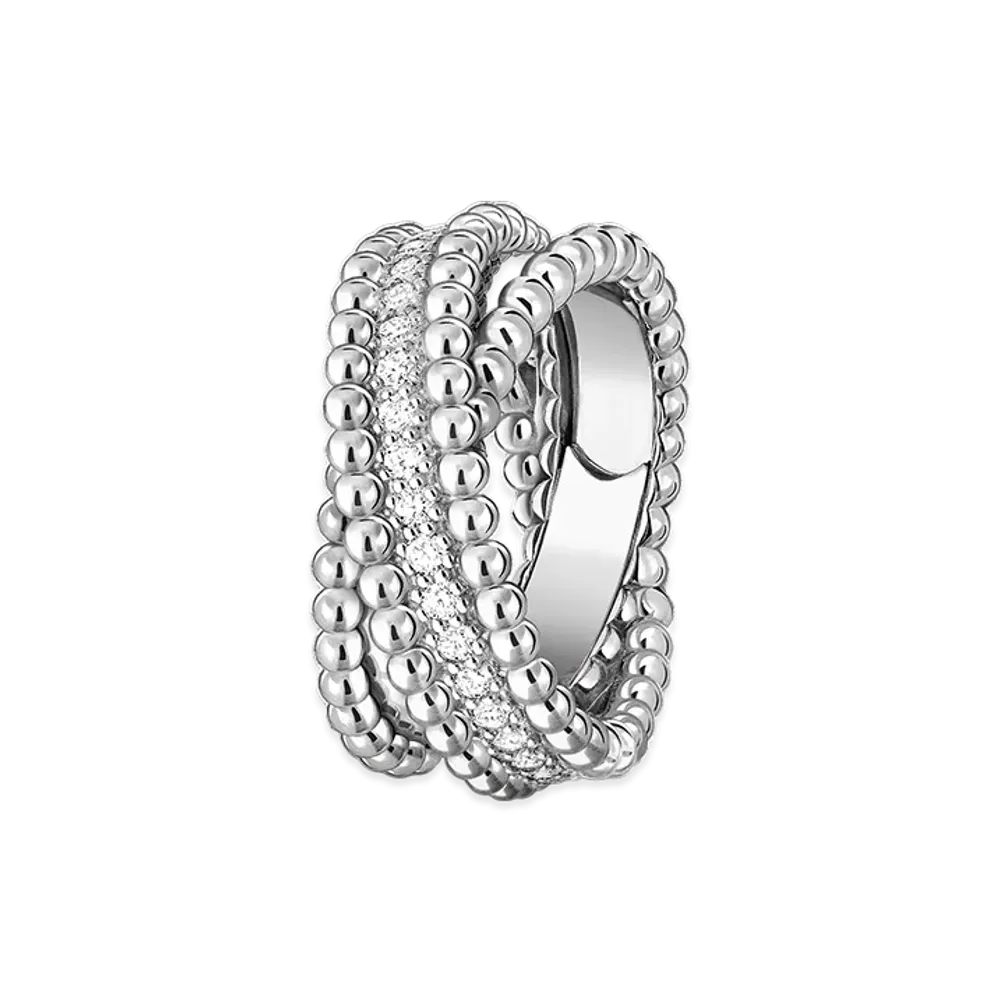 Van Cleef & Arpels Perlee diamonds duo ring "18K White gold/Diamond"