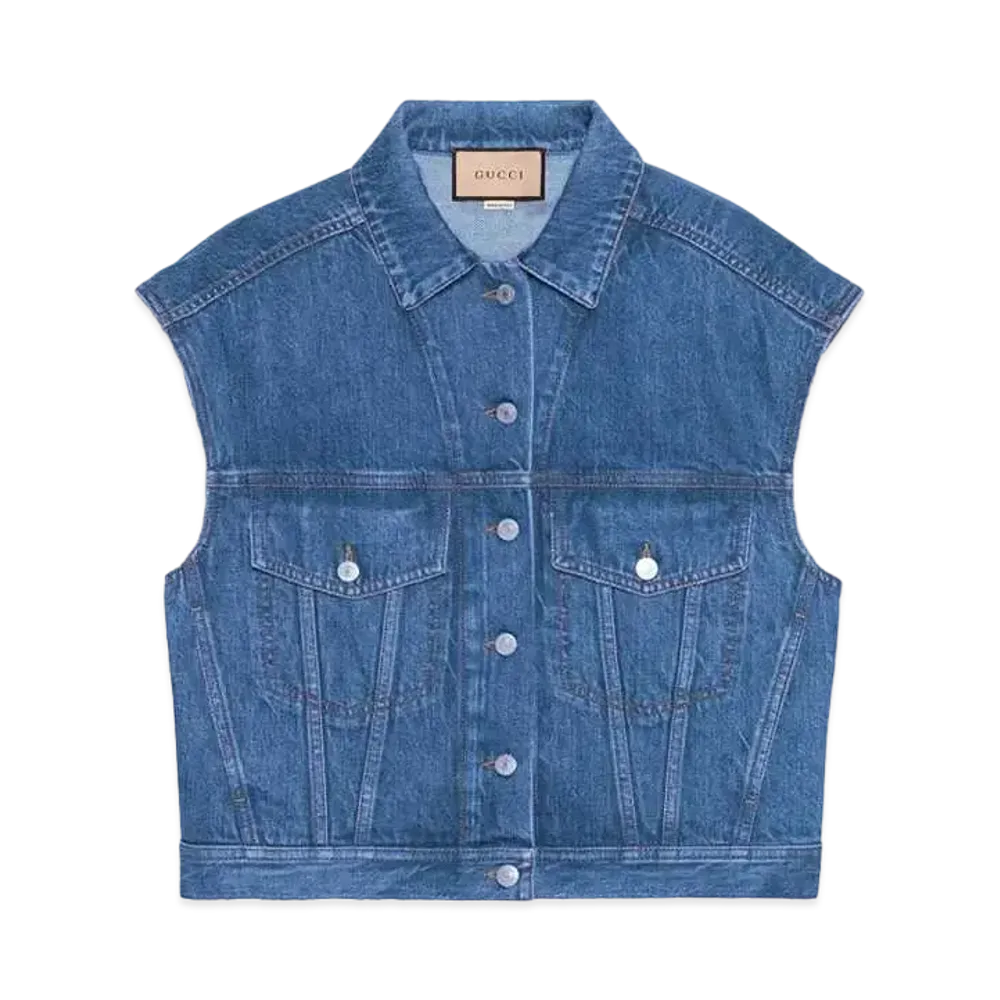GUCCI Washed Denim Vest "Blue"