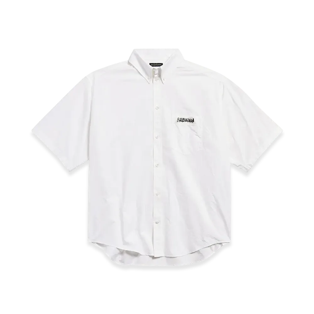 BALENCIAGA Masking Tape Short Sleeve Shirt Large Fit "White"