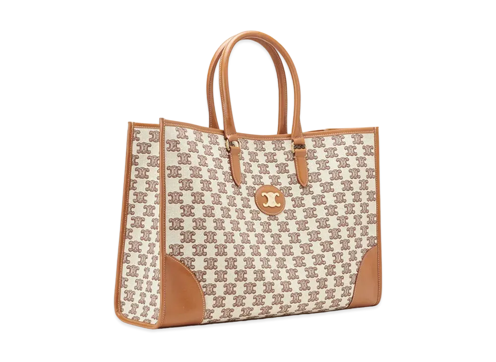 CELINE Horizontal Cabas in Textile with Triomphe Embroidery