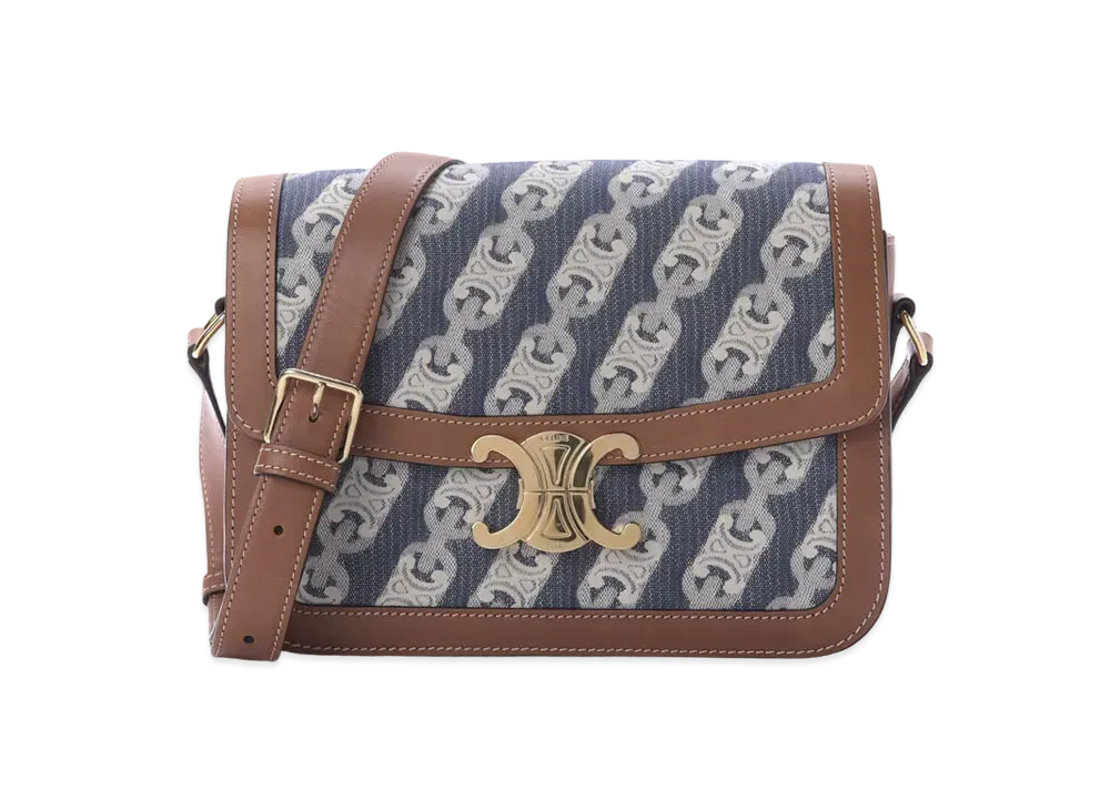 CELINE Medium Triomphe Shoulder Bag "Navy"