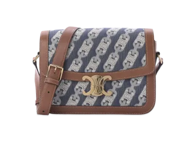 CELINE Medium Triomphe Shoulder Bag "Navy"